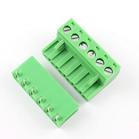 Green Connector PCB Mount 6 pin